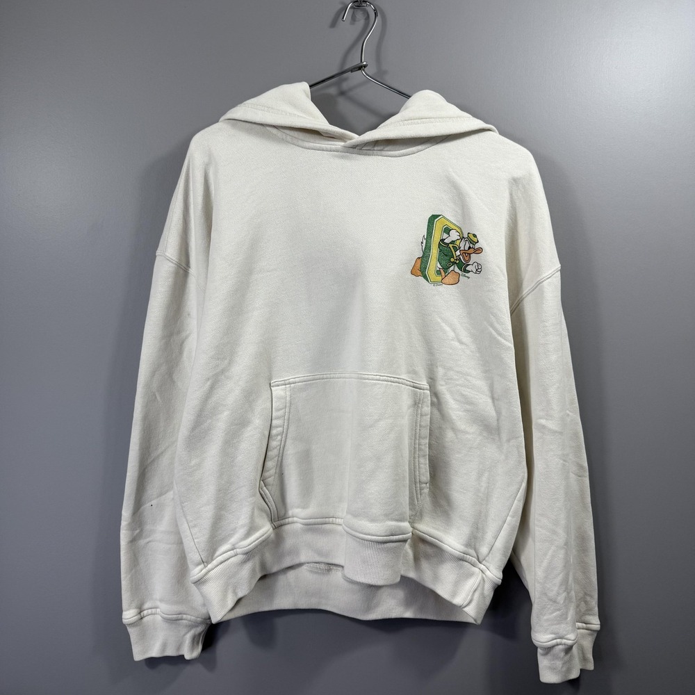 Oregon Ducks Hoodie Womens Small White NCAA Football Hollister Pullover Disney